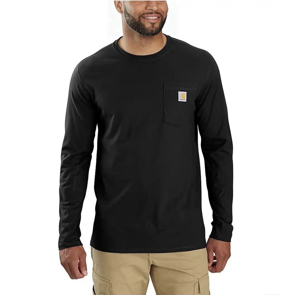 Carhartt Force® T Shirt Large BlackRelaxed Fit Long Sleeve Pocket Tee